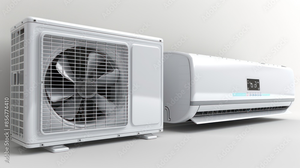 Fototapeta premium Air Conditioning System: Outdoor and Indoor Unit