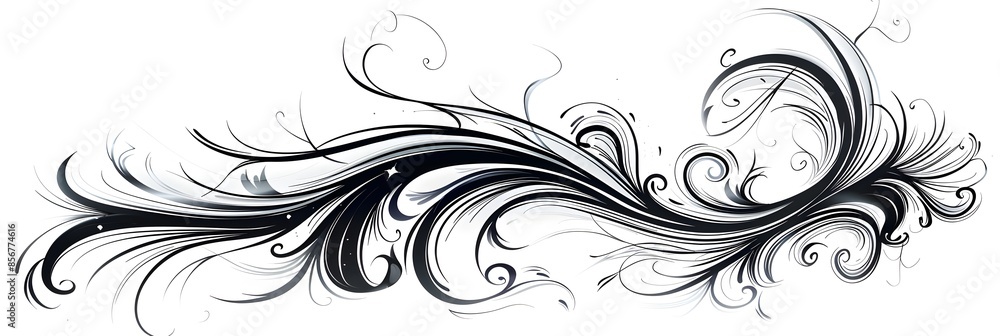 Fototapeta premium Elegant Swirly Cursive Lettering Line Art Doodle on White Background