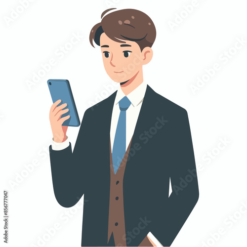 Vector of a teenager playing mobile phone