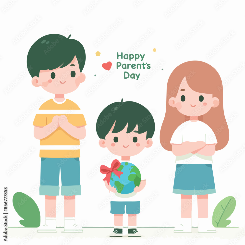 vektor a little family celebrates happy parents day