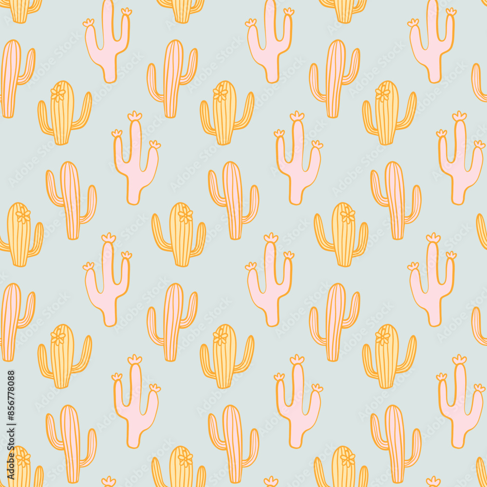 Cactus Boho Seamless Pattern. Cacti background Cactus Boho Seamless Pattern. Cacti background