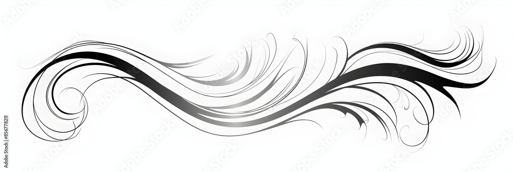 Fototapeta premium Elegant Monochrome Cursive Doodle with Gentle Swirls