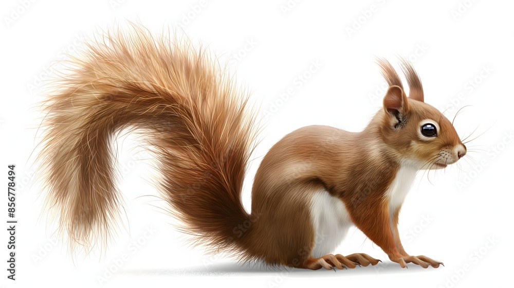 1. Create a full-body illustration of a squirrel, showcasing its bushy tail and nimble posture against a transparent background. The image should be optimized for a white background, highlighting the 1. Create a full-body illustration of a squirrel, showcasing its bushy tail and nimble posture against a transparent background. The image should be optimized for a white background, highlighting the