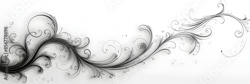 Minimalist Black Line Art Curly Scroll with Delicate Swirls on White Background