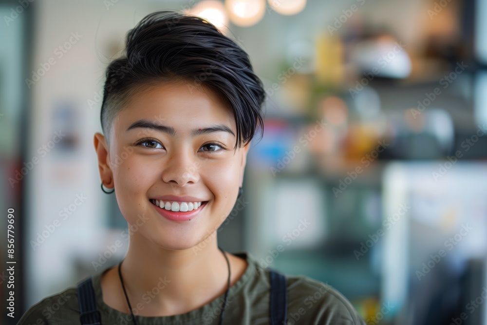 Happy Individual With Modern Hairstyle Happy Individual With Modern Hairstyle