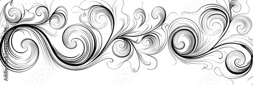 Cute Black Line Art Swirl Doodle Graphic Clipart Design