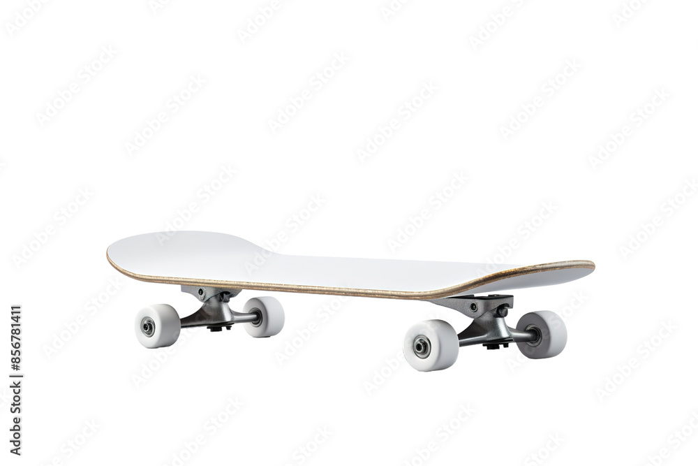 A Blank Canvas for Creativity: A Pristine White Skateboard Ready for Action on a Clear PNG or White Background. A Blank Canvas for Creativity: A Pristine White Skateboard Ready for Action on a Clear PNG or White Background.