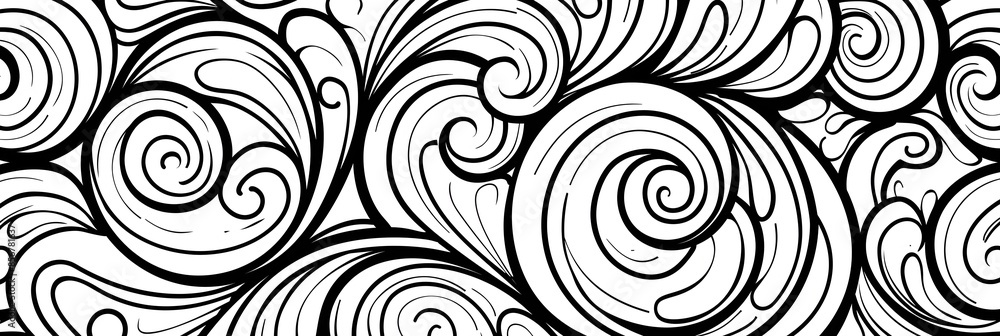 Fototapeta premium Stylish Monochrome Swirl Doodle for Minimal Graphic Design