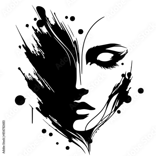 Beautiful face silhouette abstract splash