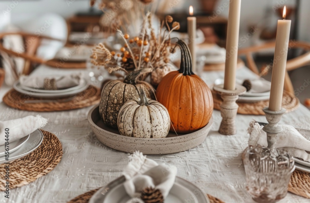 Elegant Thanksgiving Table Setting with Pumpkins Elegant Thanksgiving Table Setting with Pumpkins