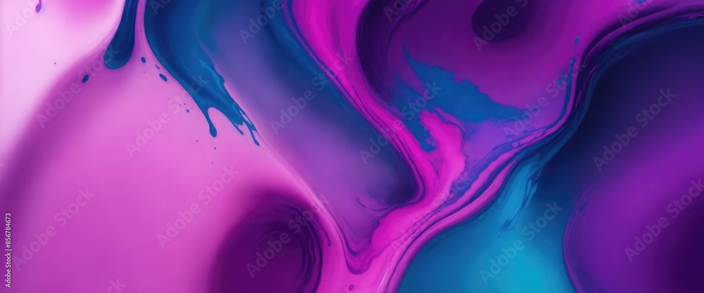 Fototapeta premium Gray and Magenta, Blue Colors Liquid Paints