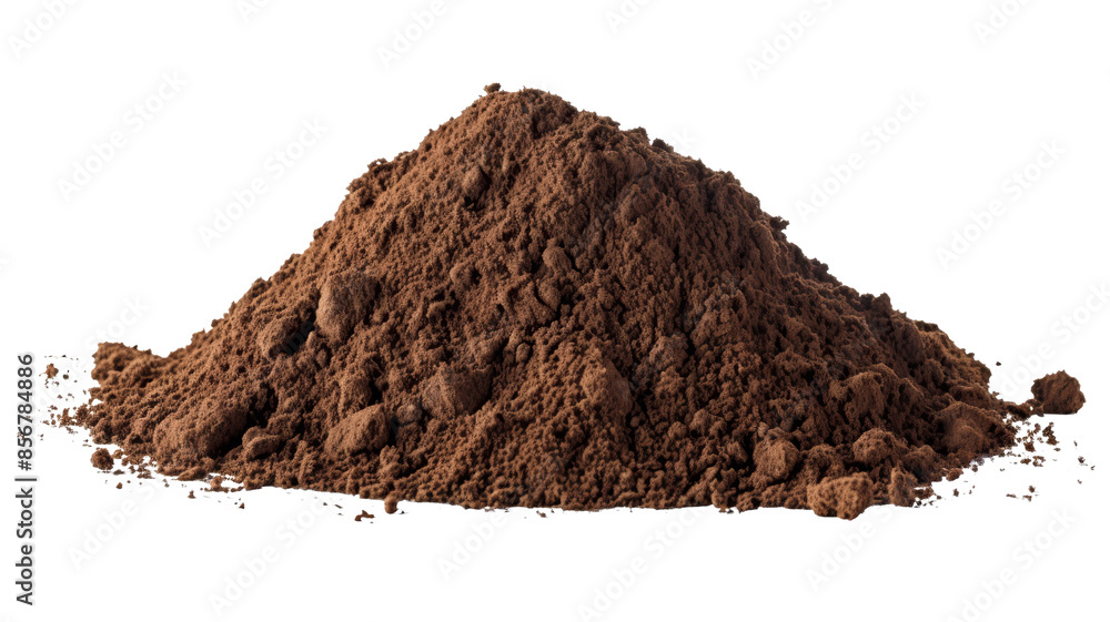 Pile of cocoa powder isolated on white background, perfect for culinary, baking, and food photography projects. Pile of cocoa powder isolated on white background, perfect for culinary, baking, and food photography projects.