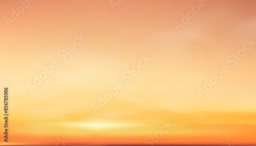 Sunset Sky Background,Sunrise cloud Orange,Yellow,Pink in morning Summer,Vector sunny Autumn,Nature landscape field in evening.Winter sunlight,cartoon illustration Horizon Spring sundown by Sea Beach