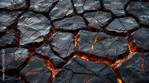 Molten lava streaming among igneous rocks, forming a stunning and searing landscape