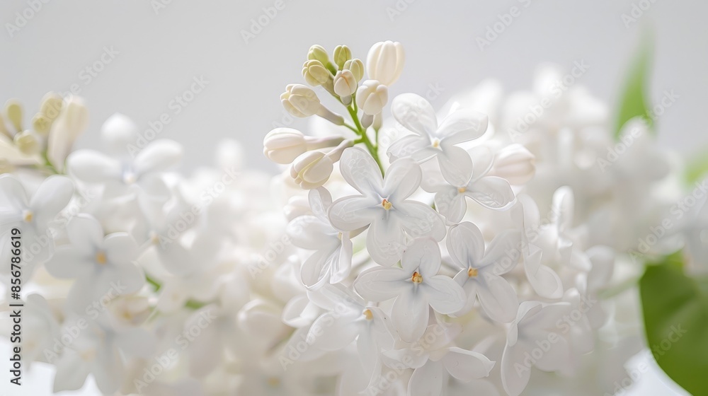 Macro Photography of White Spring Lilacs on a White Background Macro Photography of White Spring Lilacs on a White Background