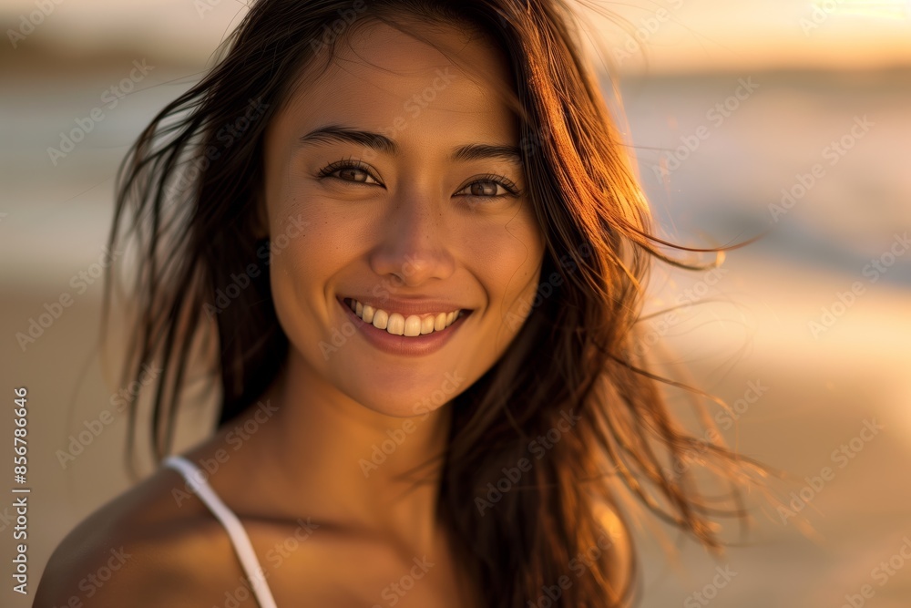 Smiling Woman With Flowing Hair Smiling Woman With Flowing Hair