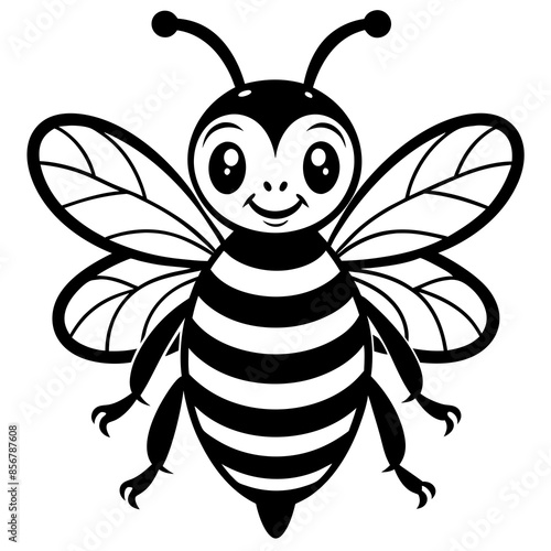 a cute bee line art vector illustrattion photo