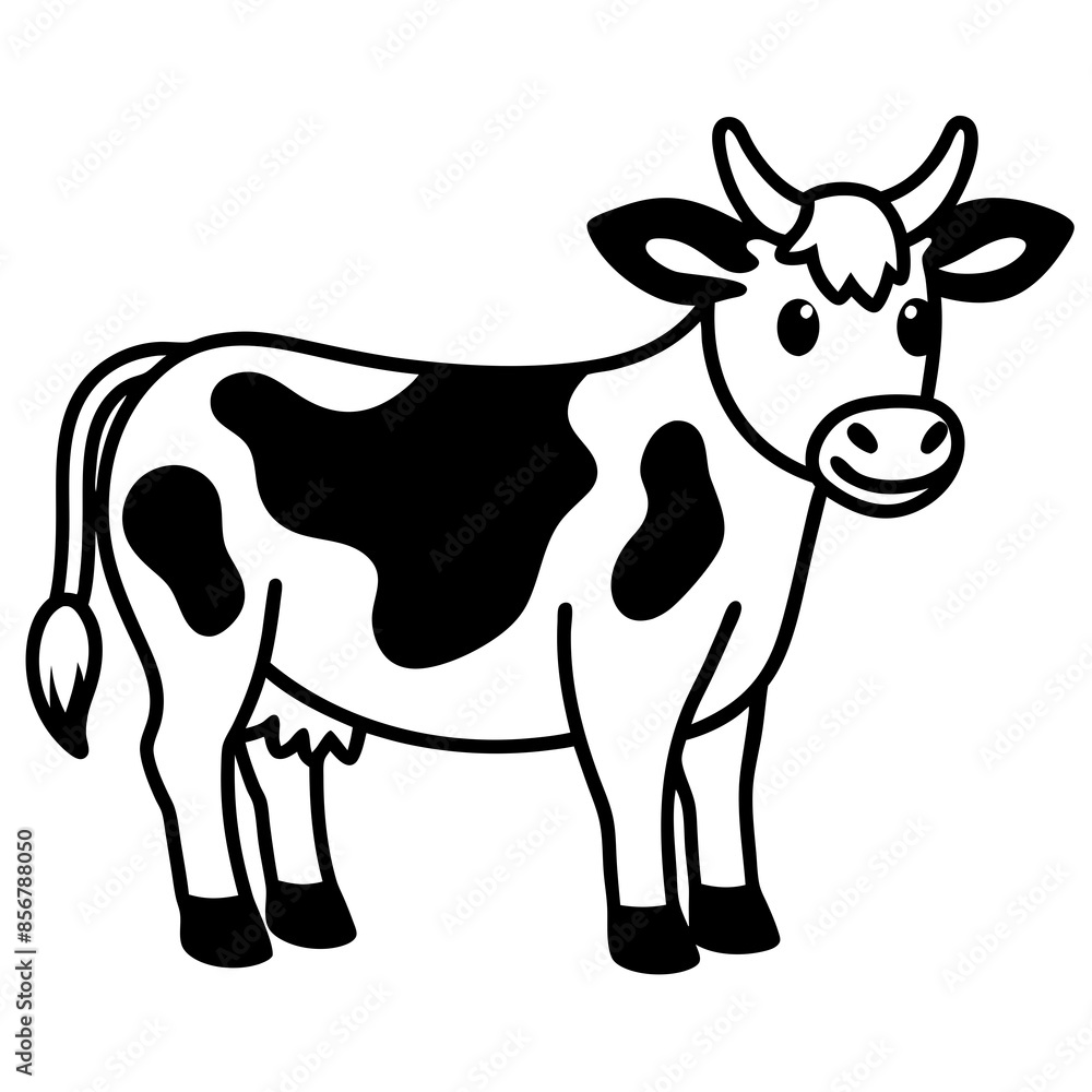 Fototapeta premium Cute Cow Doodle Line Art v ector
