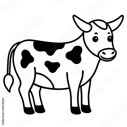 Cute Cow Doodle Line Art v ector