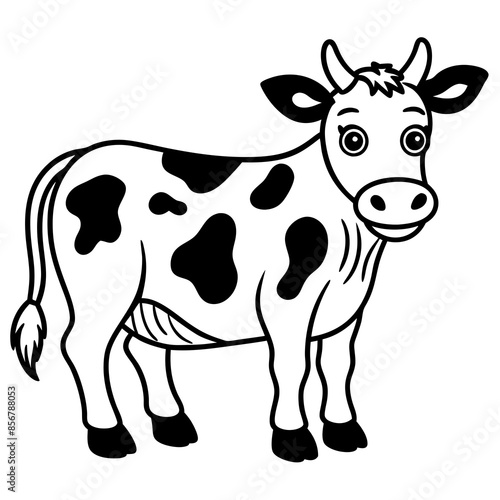 Cute Cow Doodle Line Art v ector
