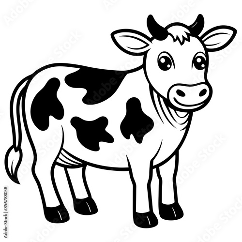 Cute Cow Doodle Line Art v ector