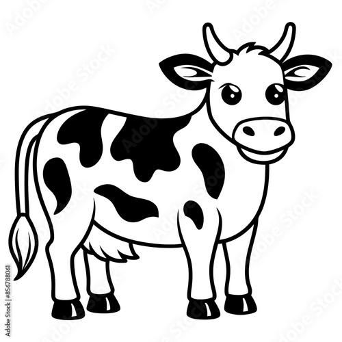 Cute Cow Doodle Line Art v ector