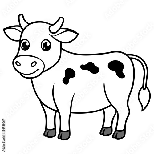 Cute Cow Doodle Line Art v ector