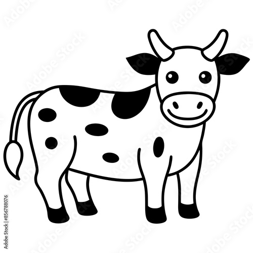 Cute Cow Doodle Line Art v ector
