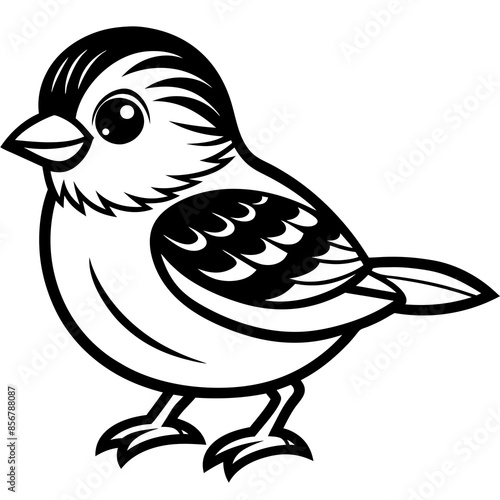 single baby sparrow  line art vector photo