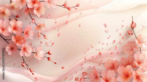 Elegant Pink Floral Frame With Soft White Background