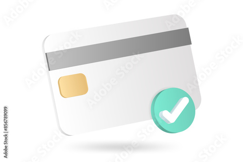 3d minimal credit card concept of online successful payment, online payment concept. money financial security for online shopping.