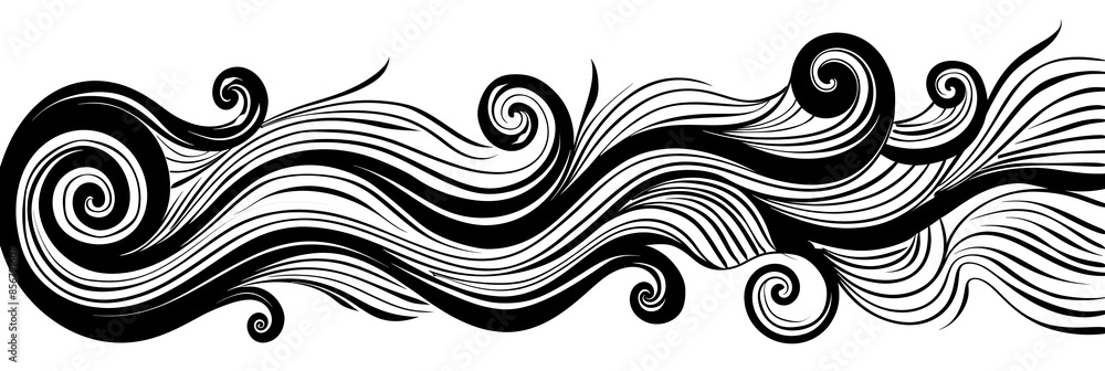 Elegant Minimalist Black Swirl Doodle Art Elegant Minimalist Black Swirl Doodle Art