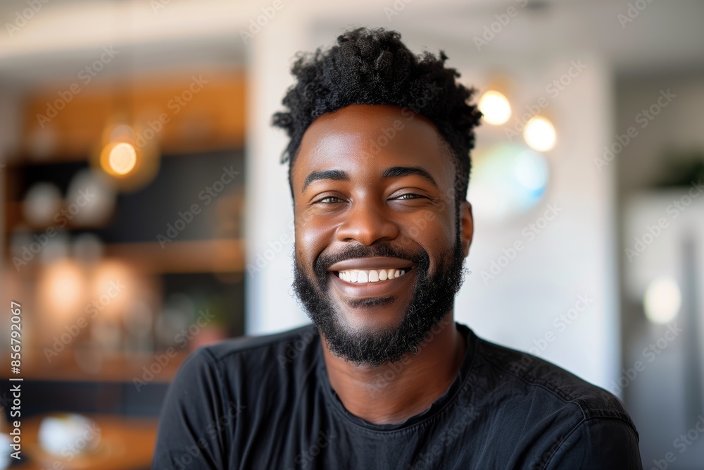 Smiling Man In Relaxed Home Environment Smiling Man In Relaxed Home Environment