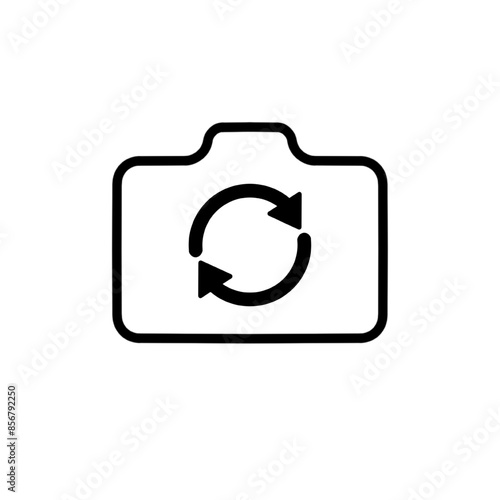 Button icon to switch cameras video call, Video calls icon, set of buttons template for mobile phone online app, ui. online apps, internet talk, vector illustration in black and white background.