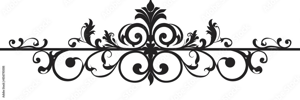 Decorative Black Scroll with Swirls and Abstract Design Decorative Black Scroll with Swirls and Abstract Design