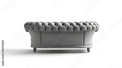 rear view shot of a grey sofa isolated on white background, pop-art, png photo