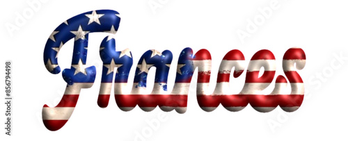 frances  - Bandiera degli Stati Uniti - nome proprio - scrittura tubolare effetto tridimensionale - Grafica vettoriale - Parola auguri, banner, biglietti, stampe, cricut, silhouette, sublimazione	