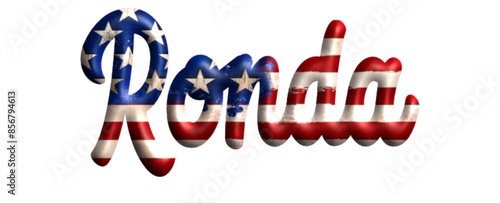 ronda  - Bandiera degli Stati Uniti - nome proprio - scrittura tubolare effetto tridimensionale - Grafica vettoriale - Parola auguri, banner, biglietti, stampe, cricut, silhouette, sublimazione	