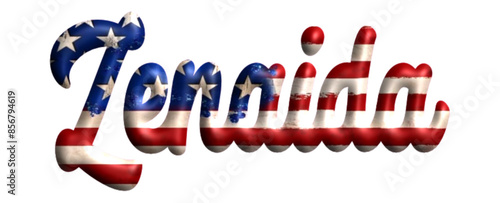 zenaida- Bandiera degli Stati Uniti - nome proprio - scrittura tubolare effetto tridimensionale - Grafica vettoriale - Parola auguri, banner, biglietti, stampe, cricut, silhouette, sublimazione	