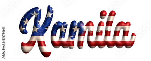 Kamila - Bandiera degli Stati Uniti - nome proprio - scrittura tubolare effetto tridimensionale - Grafica vettoriale - Parola auguri, banner, biglietti, stampe, cricut, silhouette, sublimazione	