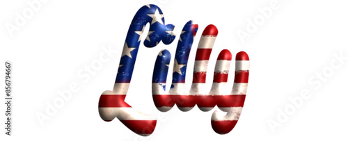 lilly - Bandiera degli Stati Uniti - nome proprio - scrittura tubolare effetto tridimensionale - Grafica vettoriale - Parola auguri, banner, biglietti, stampe, cricut, silhouette, sublimazione	