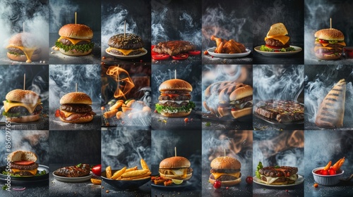 Collection of 45 food backgrounds suitable for advertising fried chicken or burger restaurants on social media