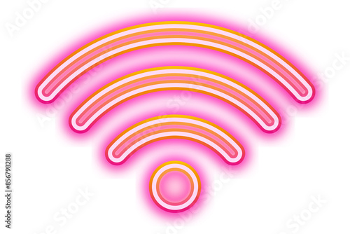 Pink wifi png neon gradient icon, transparent background photo