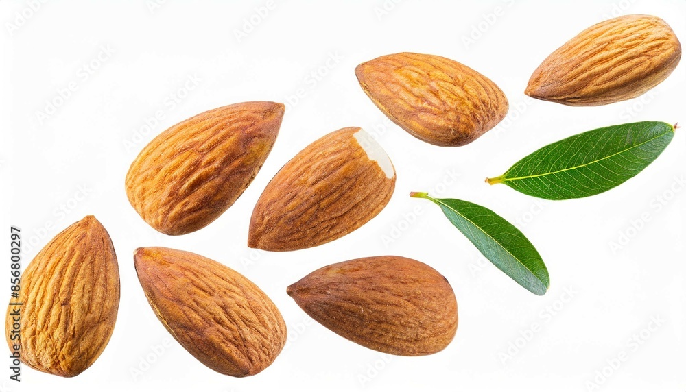 Fying almond isolated on white background with clipping path Fying almond isolated on white background with clipping path