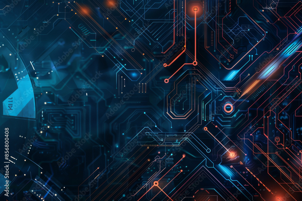 close up horizontal illustration of a virtual electronic background with a glowing network of connections close up horizontal illustration of a virtual electronic background with a glowing network of connections
