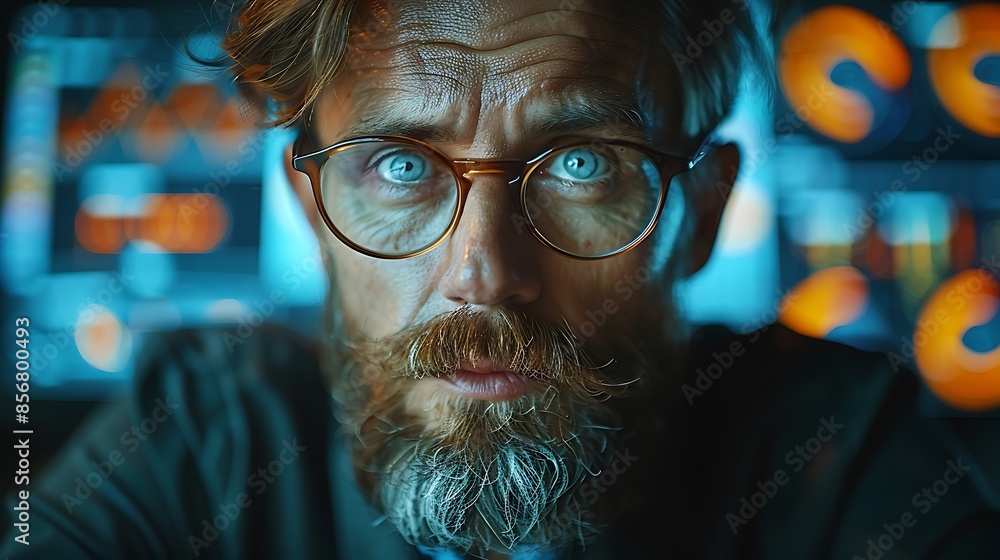 A photographic style of a financial analyst brainstorming financial strategies on a whiteboard, high-tech modern office, balanced lighting, serious expression, financial charts on whiteboard. A photographic style of a financial analyst brainstorming financial strategies on a whiteboard, high-tech modern office, balanced lighting, serious expression, financial charts on whiteboard.