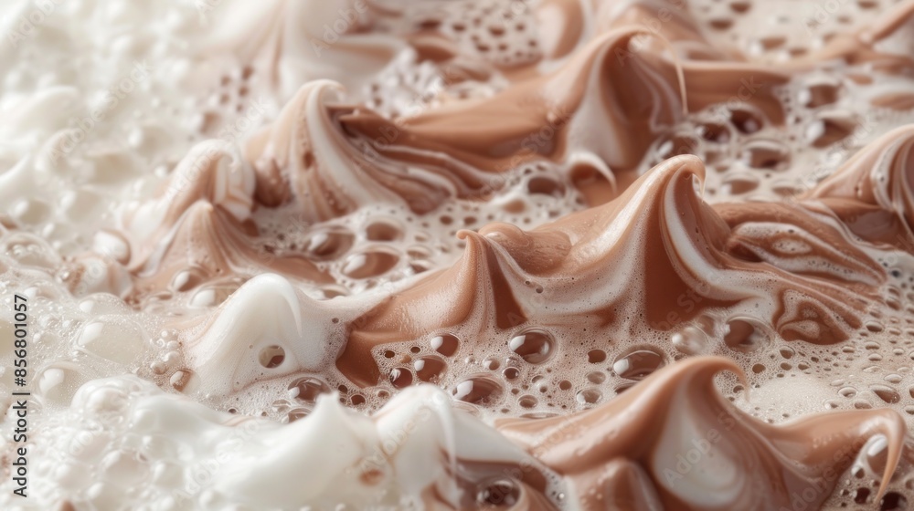 Swirling Chocolate and White Cream with Bubbles Swirling Chocolate and White Cream with Bubbles