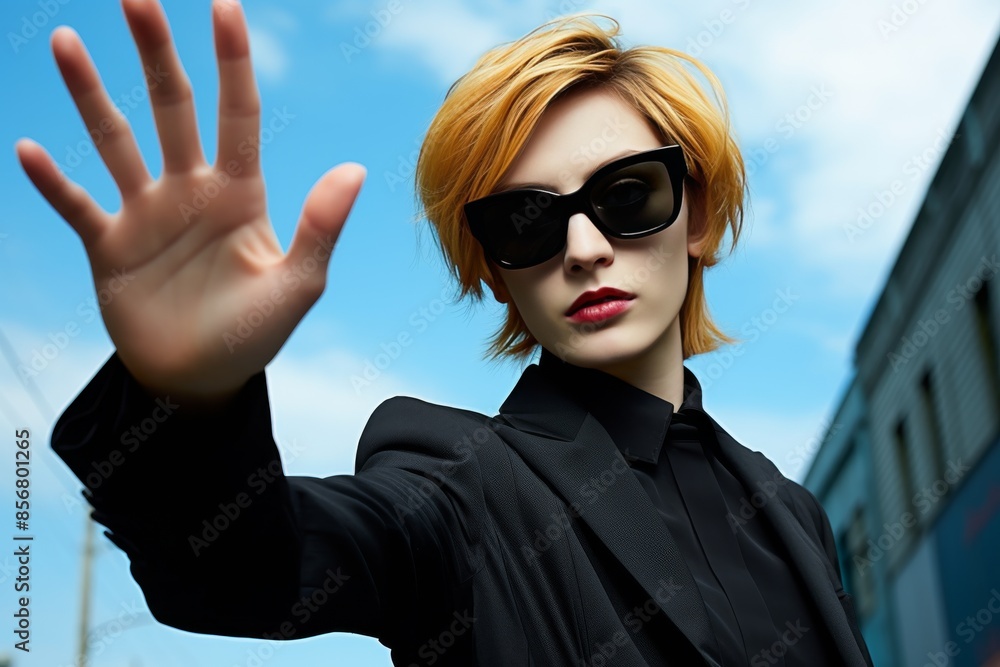A woman wearing sunglasses A woman wearing sunglasses