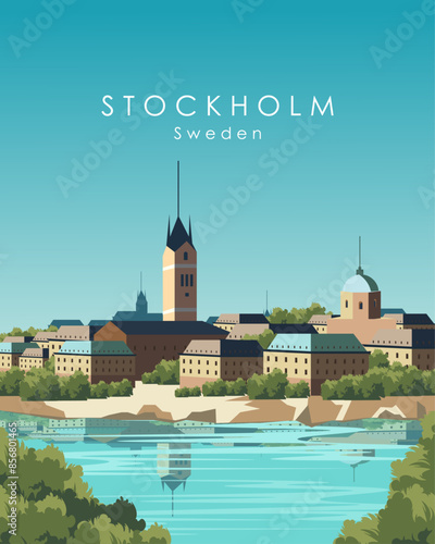 Stockholm Sweden travel poster