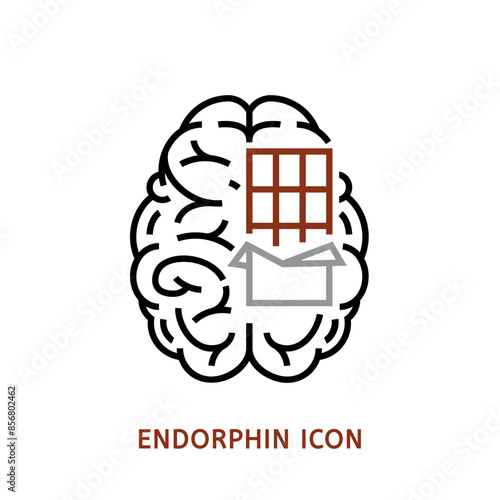 Endorphin icon in outline style. Happy hormone sign.